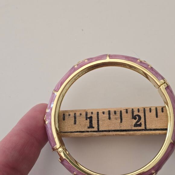 JTF Elephant Palm Tree Bangle Bracelet Gold Purple Pink Enamel - Picture 10 of 10